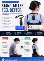 Improve your posture, reduce back, neck, and shoulder pain, and stand taller with confidence. Designed for all-day comfort, this smart posture corrector gently trains your body into proper alignment while supporting your daily activities.